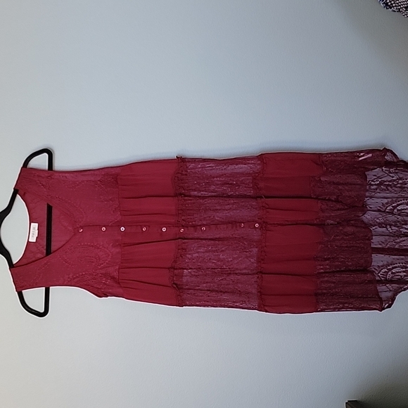 Taylor & Sage Romantic Hippie Boho Whimsigoth burgundy lacy duster small - Picture 1 of 7